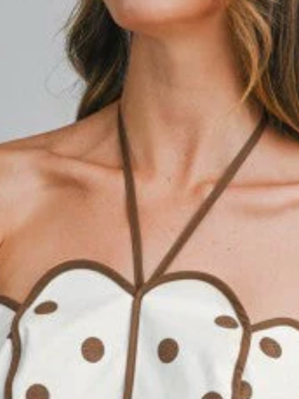 Strapless Polka Dot Mini Dress in Cream and Brown - Picture 4 of 5